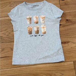 Abercrombie Kids Gray Short Sleeve Tee with Coffee Print